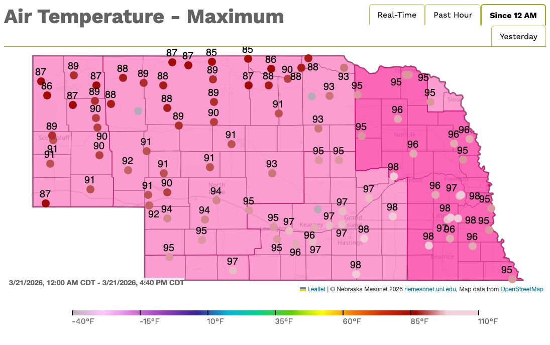 High temperatures last Saturday