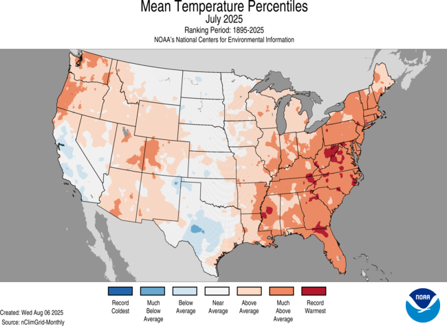 july 2025 temp percentiles