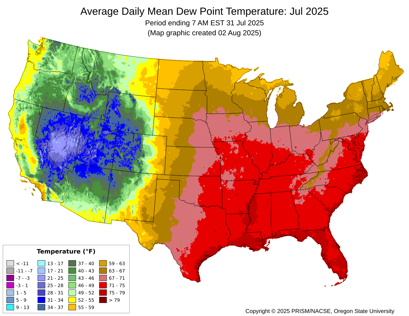 July 2025 dewpoints