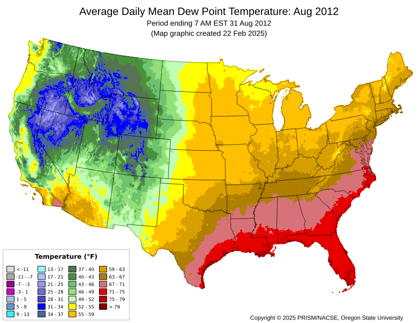 August 2012 dewpoints