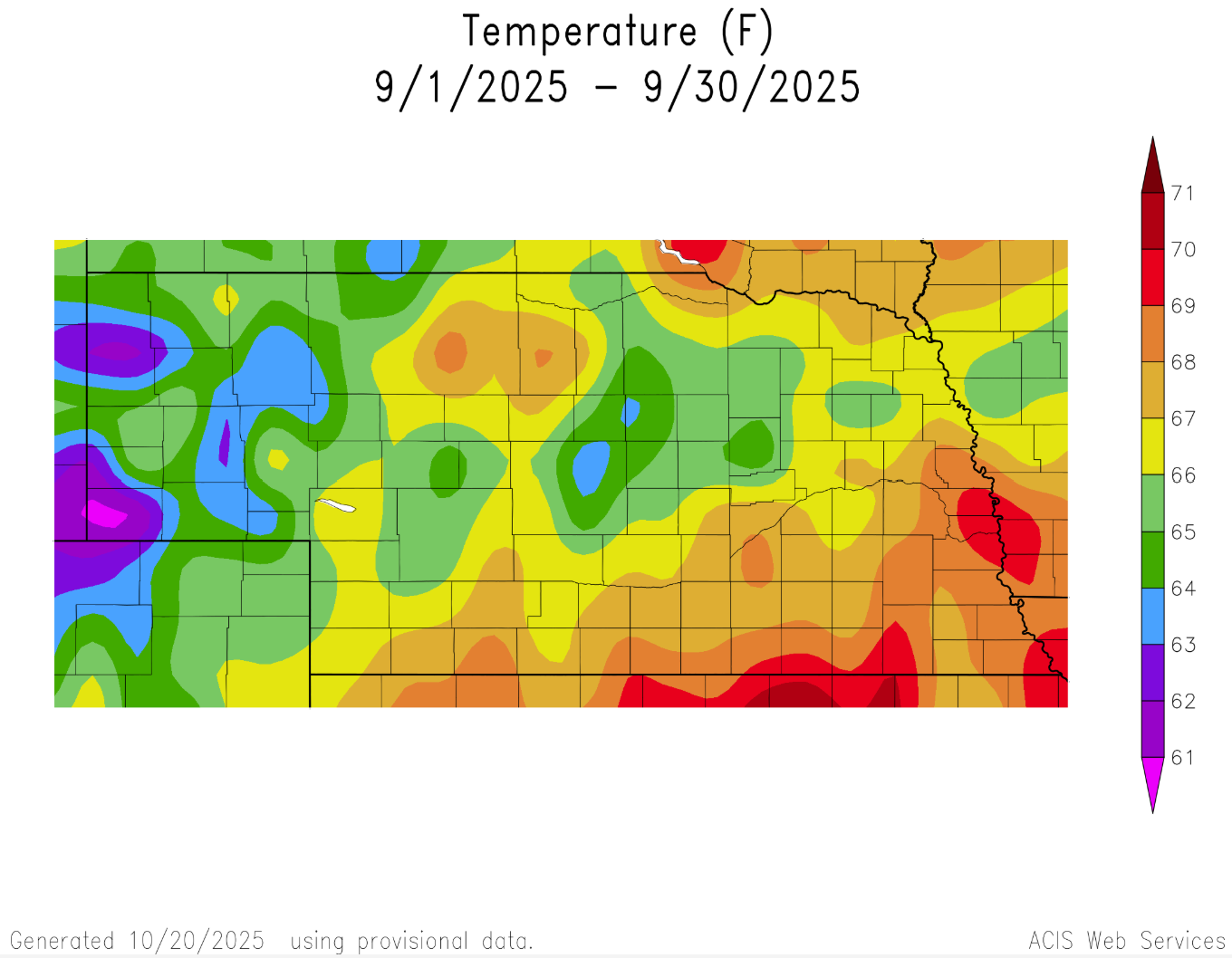 Average Temperature for the State of Nebraska