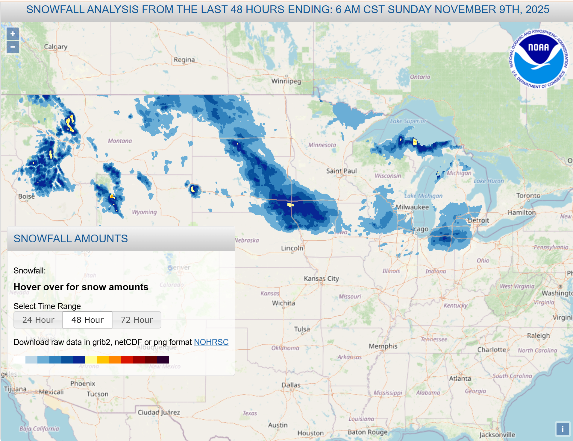 Snowfall Totals within the last 48 Hours