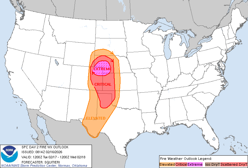 fire weather outlook shows critical danger in western Nebraska tomorrow