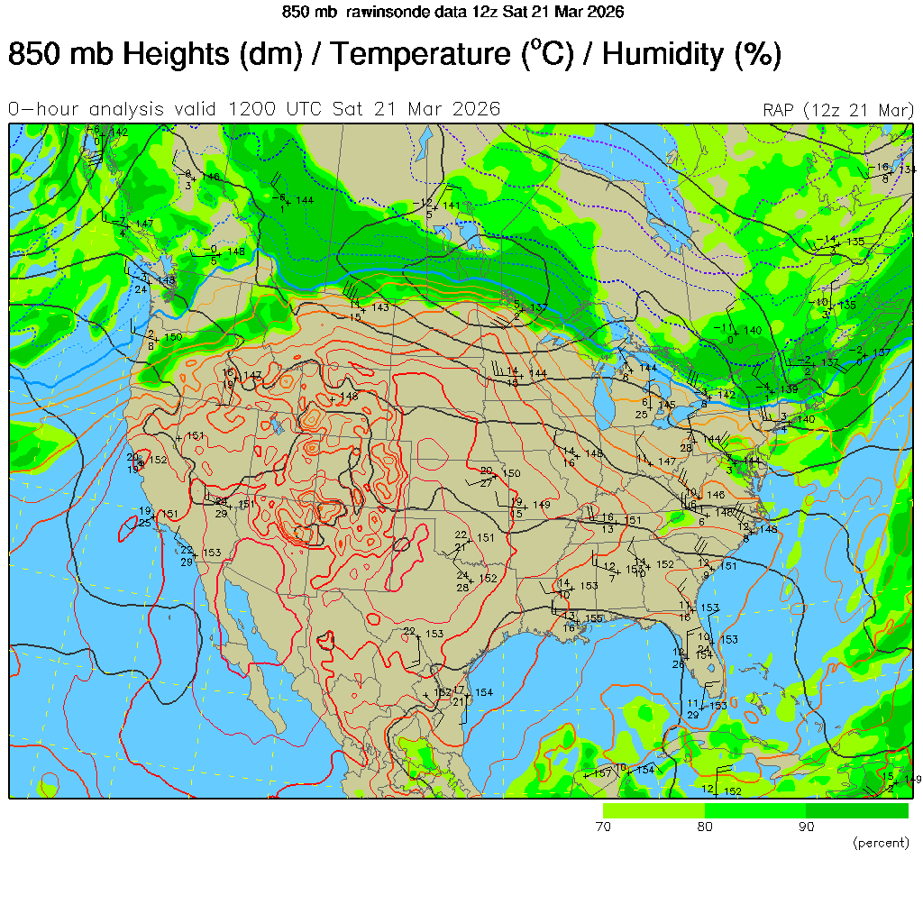 850-mb temperatures