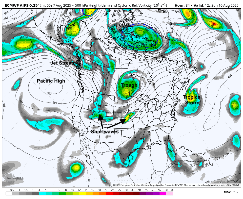 500-mb vorticity