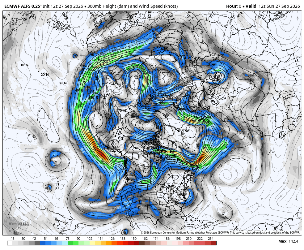 Global weather map showing wind speed and jet stream patterns in vibrant colors.