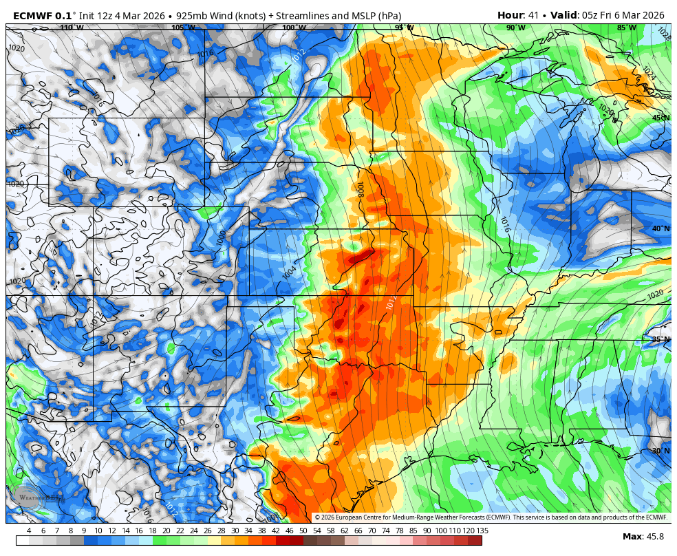 925-mb wind speeds and directions