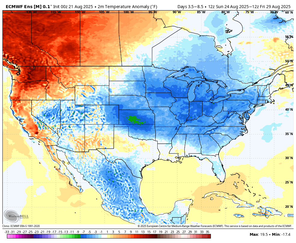 5-day temperature anomalies