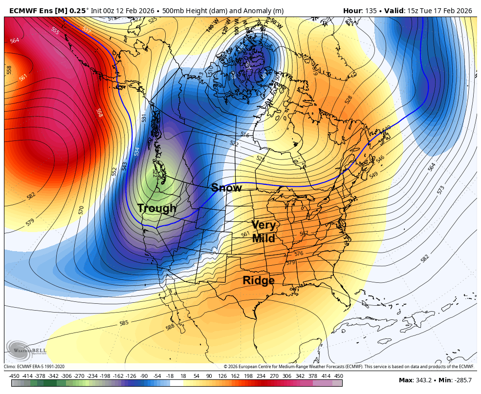 500-mb height anomalies next Tuesday morning