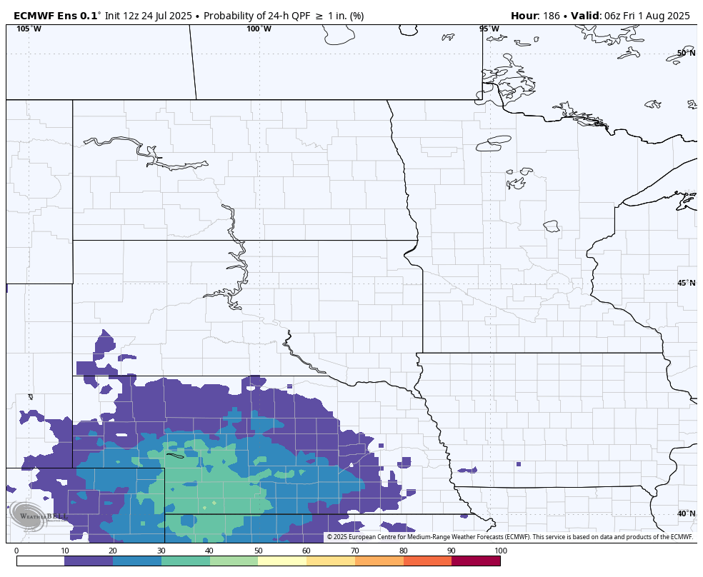 probability of 1" of rain