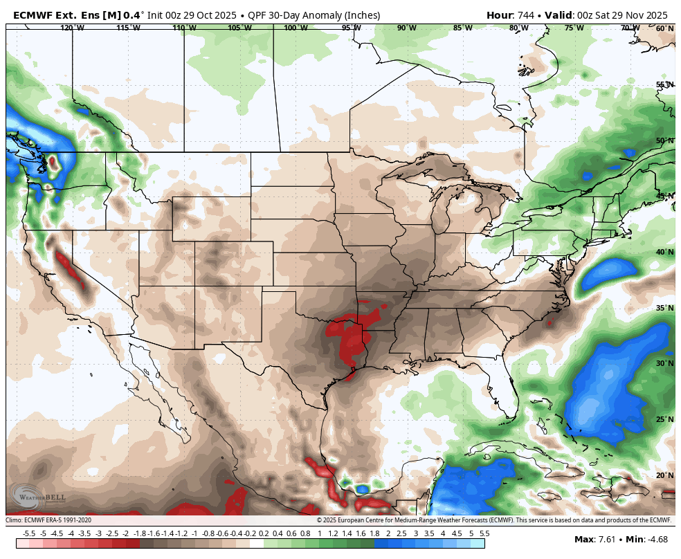 30-day precipitation anomalies