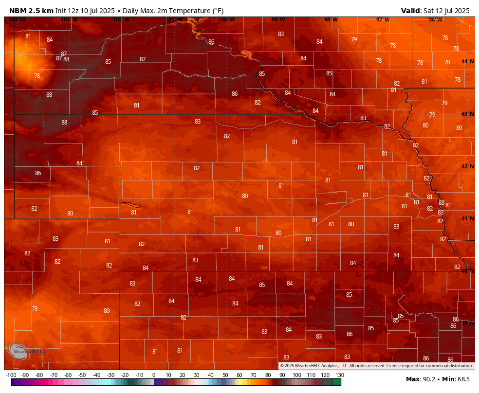 high temperatures saturday