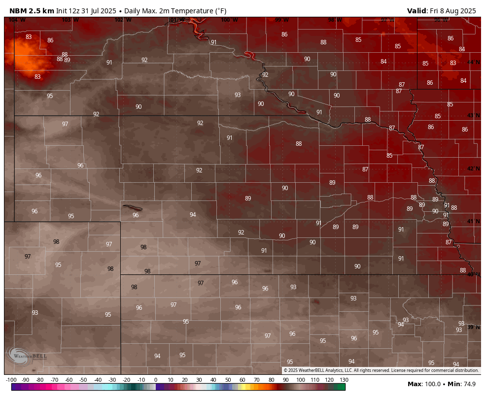 projected high temperatures