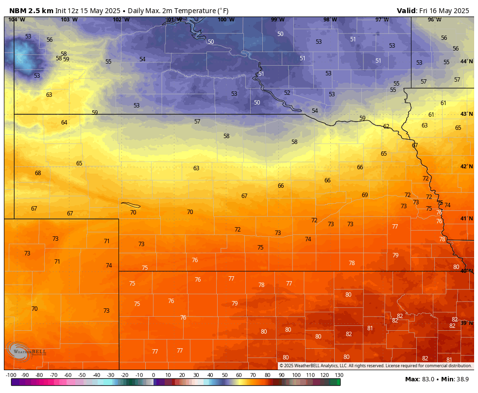 projected high temps