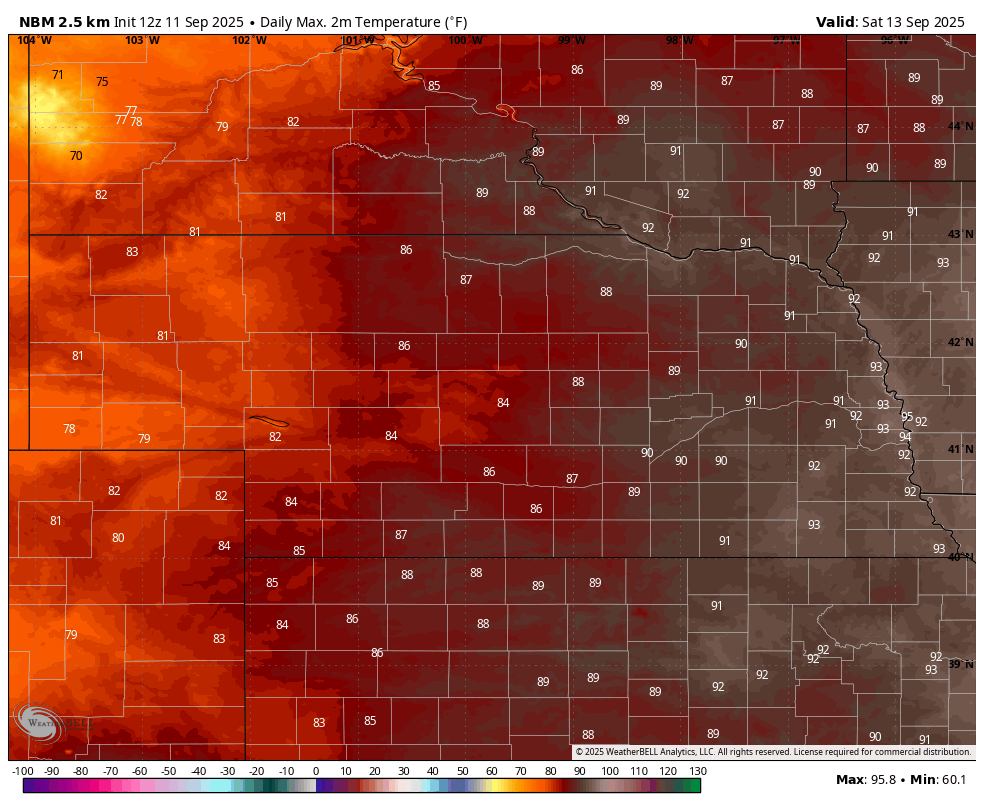 high temps on Saturday