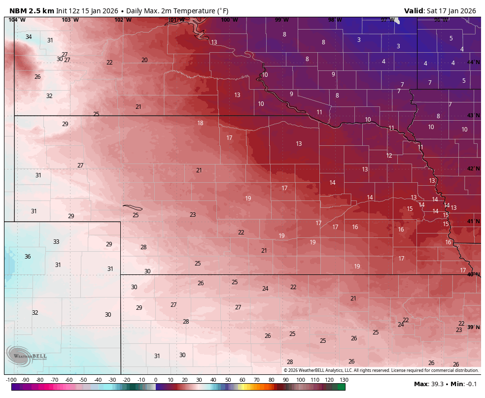 cold temperatures on Saturday