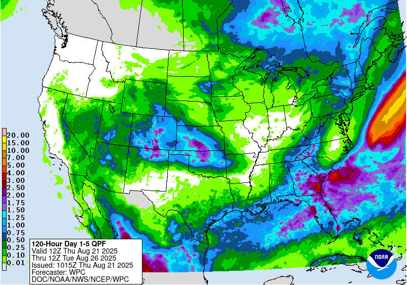 5-day total precipitation from the WPC