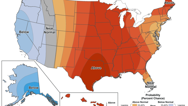 cpc 8-14 temperature outlook shows warm favored in our region