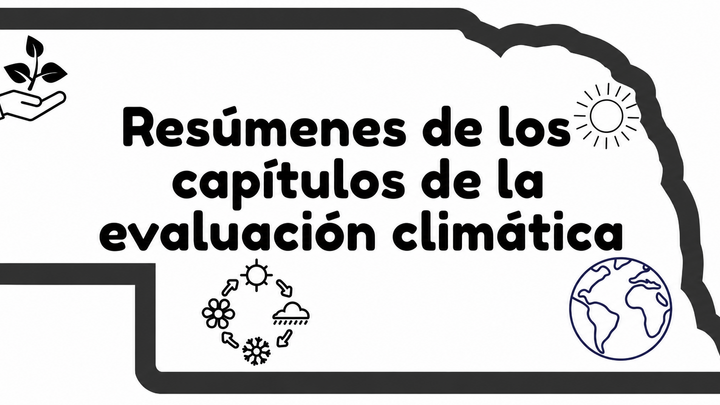 Outline of a state shape with climate symbols, text in Spanish, including sun, globe, and plants.