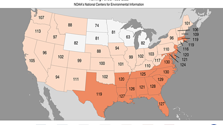 April statewide temperature ranks