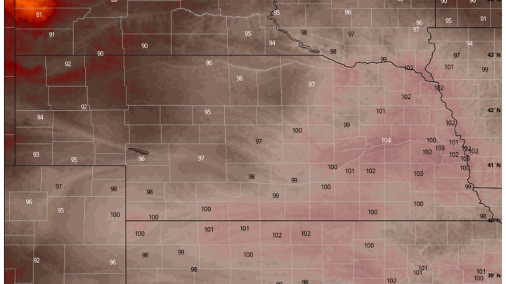 Projected afternoon temperatures