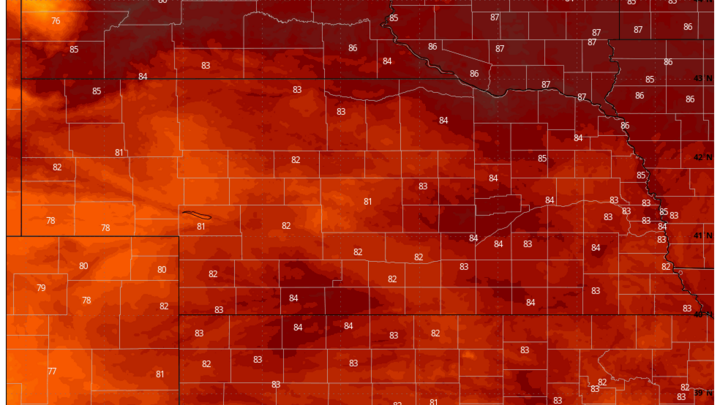 Monday afternoon temperatures