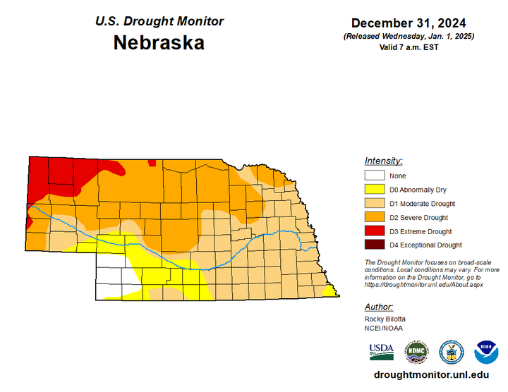 Drought Monitor - Nebraska - December 31, 2024