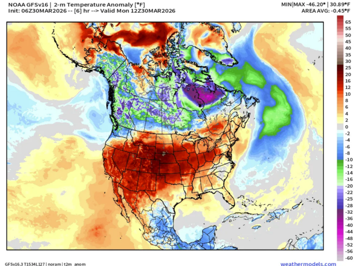 Weekly temperature anomoly