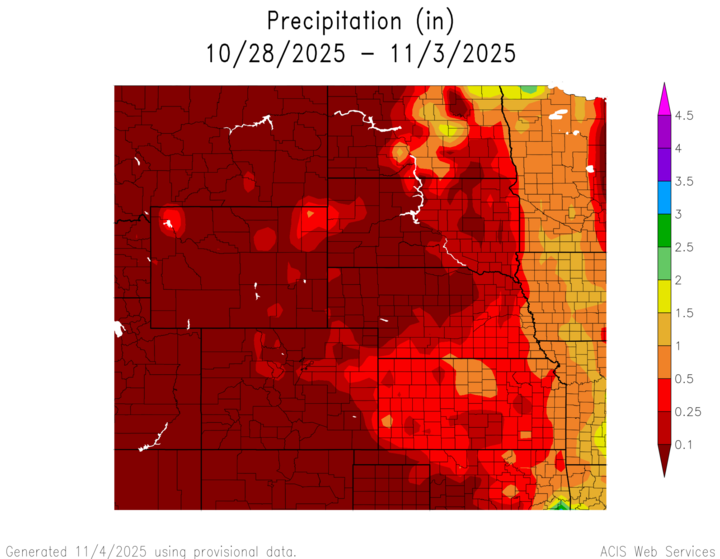 Week of October 27th average precip values