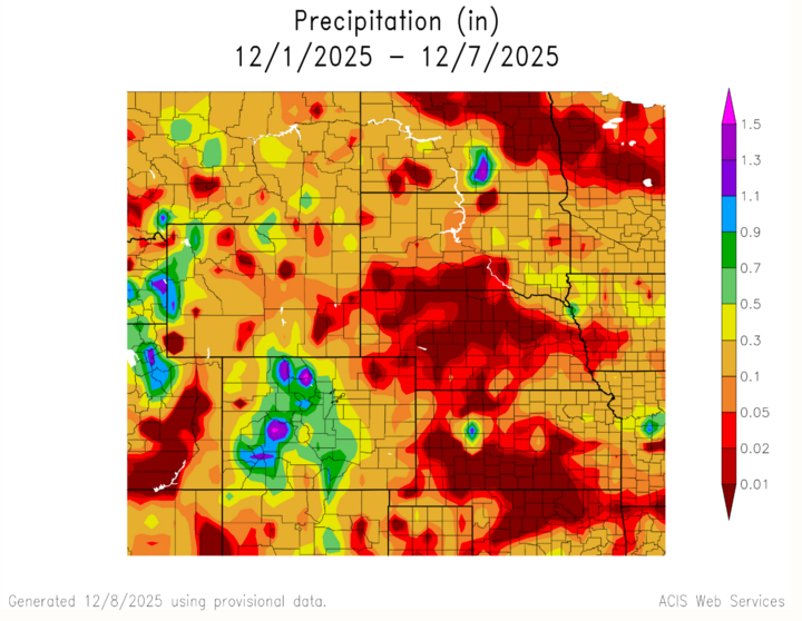 Week Dec 1st-7th precipitation totals