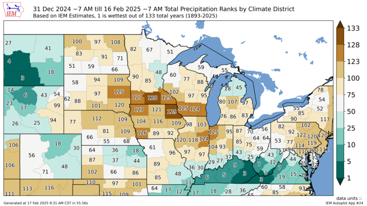 Precipitation rankings